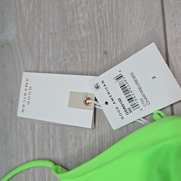 NWT Good American Women Chartreuse Bra bikini top sz 2/M - Picture 3 of 8